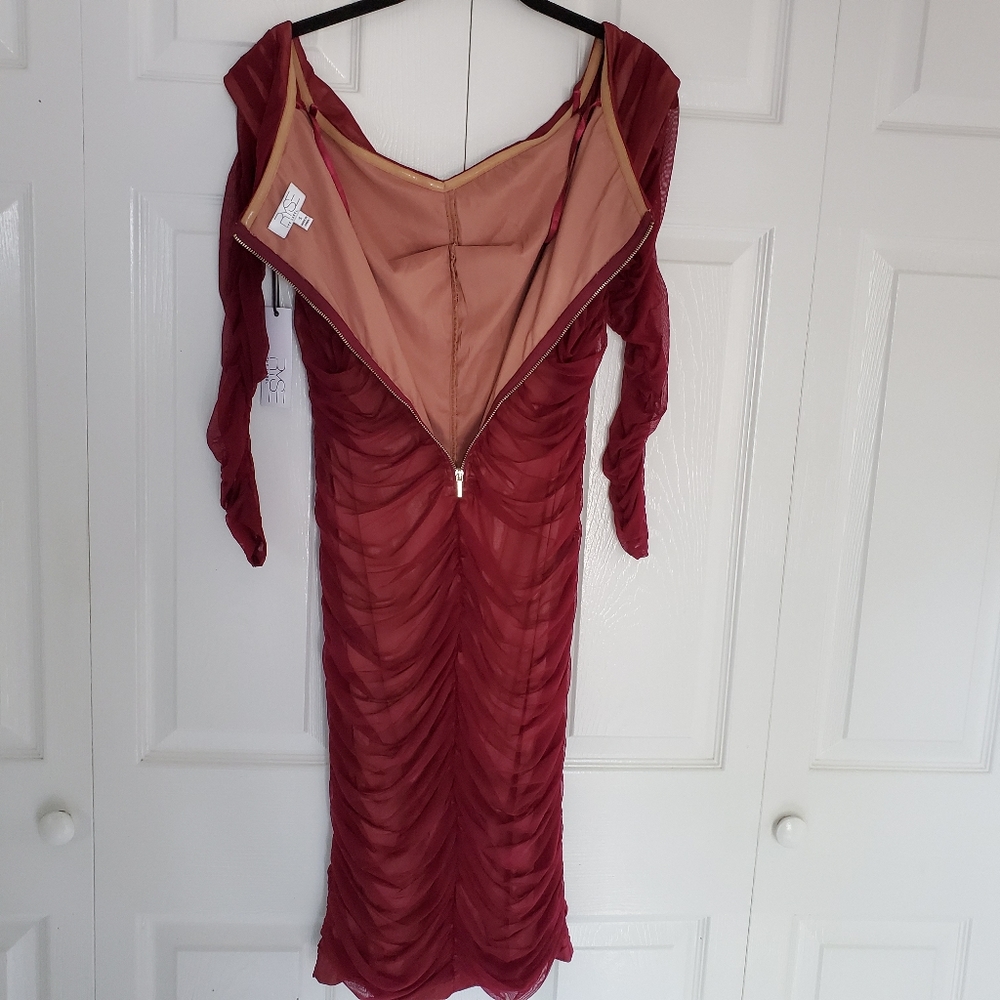 NEW Ryse The Label Ruched Tulle Bateau Midi Dress - Picture 6 of 8